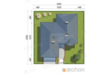 Проект одноэтажного углового дома 15 на 15 м DT0462