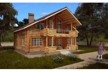Проект деревянного дома с лоджией DTW0002