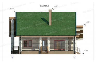 Проект деревянного дома с большой террасой DTW0004