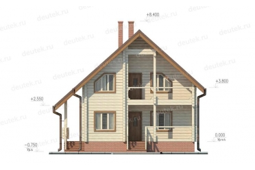 Проект деревянного дома 8 на 9 с террасой DTW0010