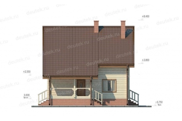 Проект деревянного дома 8 на 9 с террасой DTW0010