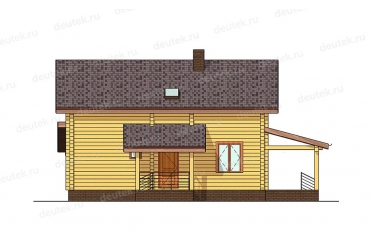 Проект деревянного дома с террасой и навесом DTW0019