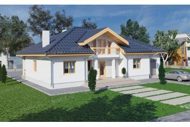 Проект дома с гаражом, террасой и балконом DT0609