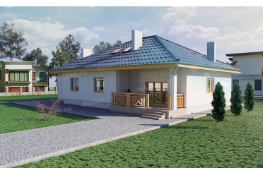 Проект дома с гаражом, террасой и балконом DT0609